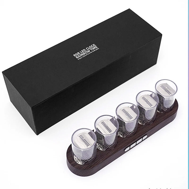 Digital Nixie Tube Clock with RGB LED Glows for Game Room Desktop Decoration.