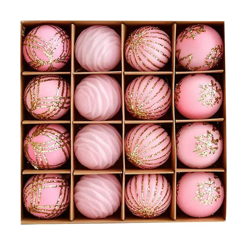 Wine Red Christmas Ball Ornaments – 12/16pcs 6cm Flocked Holiday Tree Decorations