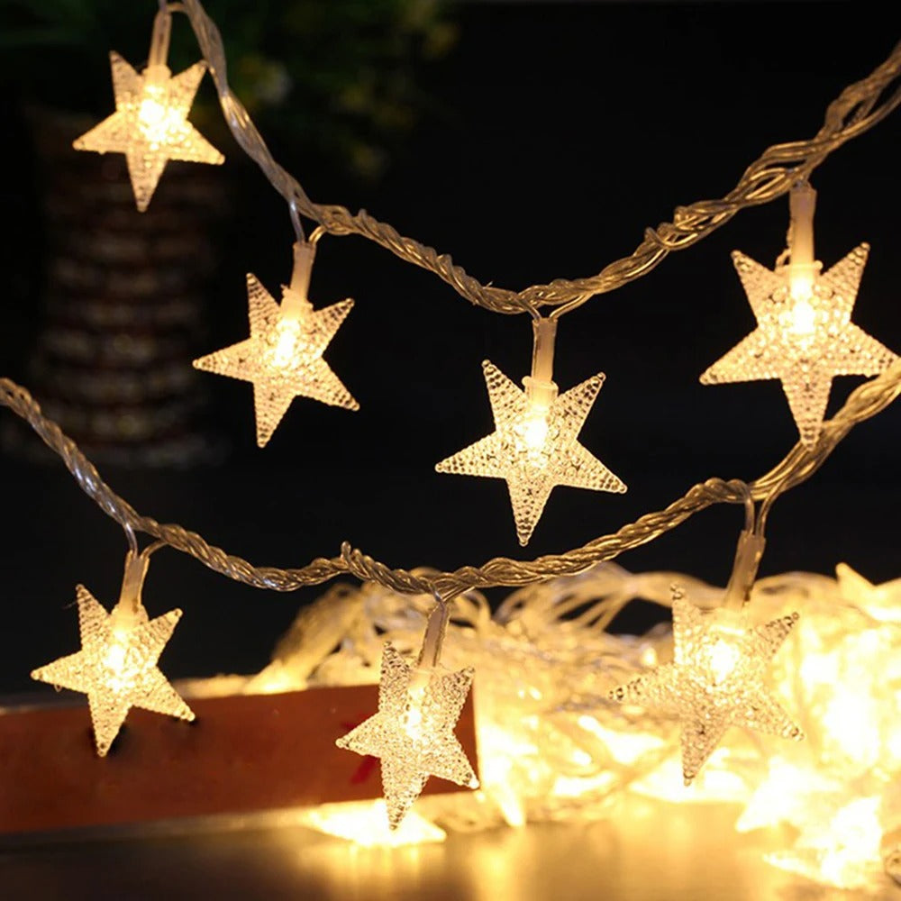 LED Star String Lights – 1.5m / 3m / 6m / 10m Fairy Curtain Garland (Battery/USB Powered)