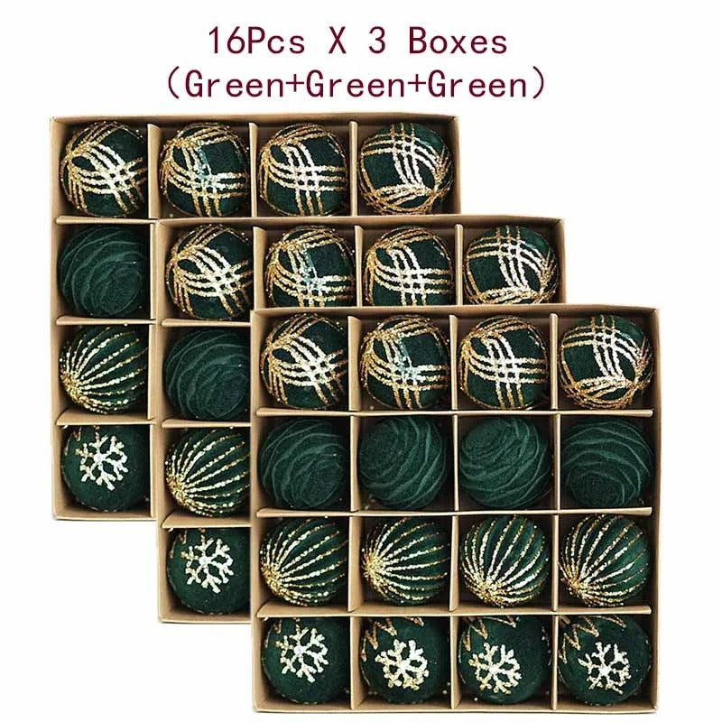 Wine Red Christmas Ball Ornaments – 12/16pcs 6cm Flocked Holiday Tree Decorations