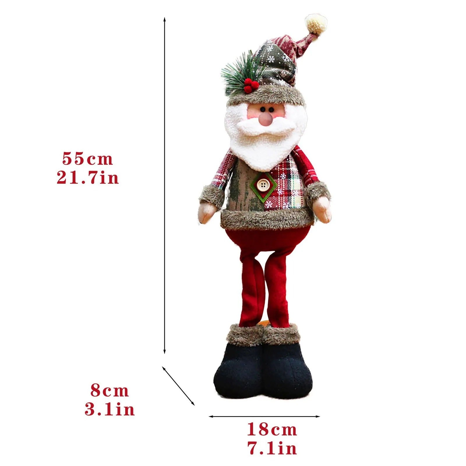 3PCS Christmas Decorative Dolls – Santa Claus, Snowman & Reindeer Standing Ornaments