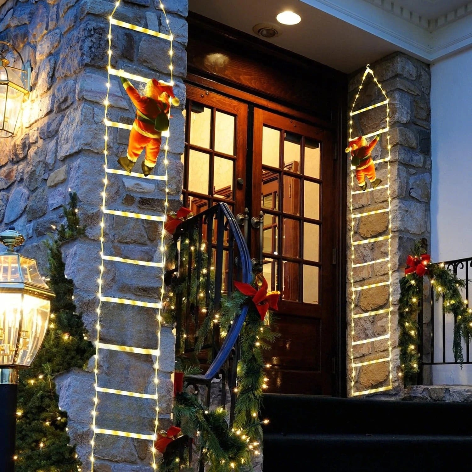 Santa Claus Climbing Ladder Light – 3M Warm LED Christmas Decoration (USB Powered)