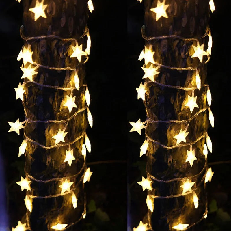 LED Star String Lights – 1.5m / 3m / 6m / 10m Fairy Curtain Garland (Battery/USB Powered)