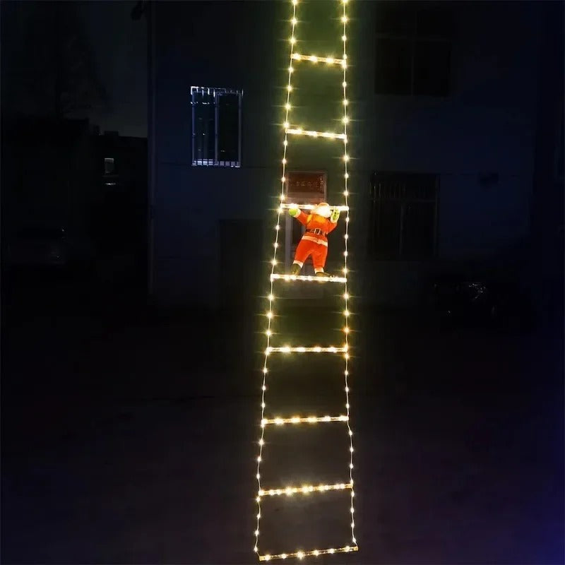 Santa Claus Climbing Ladder Light – 3M Warm LED Christmas Decoration (USB Powered)