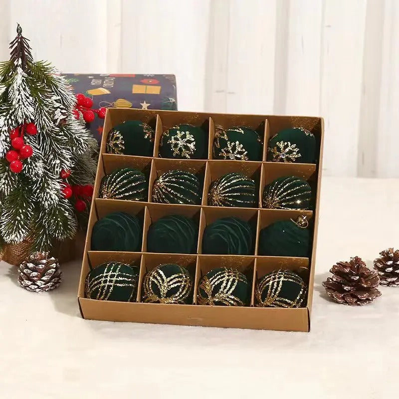 Wine Red Christmas Ball Ornaments – 12/16pcs 6cm Flocked Holiday Tree Decorations