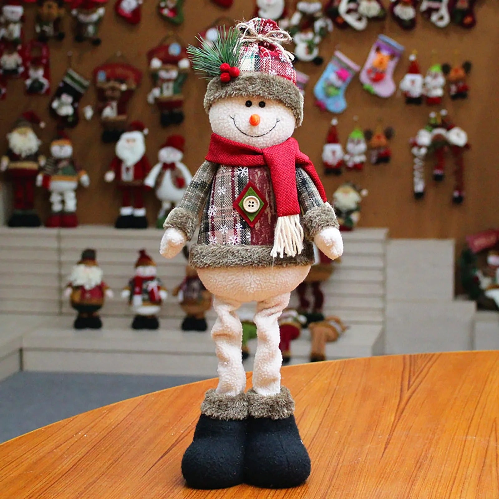 3PCS Christmas Decorative Dolls – Santa Claus, Snowman & Reindeer Standing Ornaments
