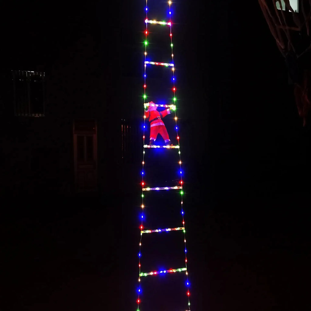 Santa Claus Climbing Ladder Light – 3M Warm LED Christmas Decoration (USB Powered)