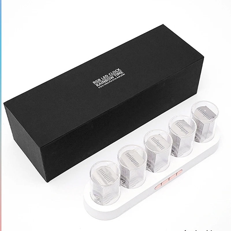 Digital Nixie Tube Clock with RGB LED Glows for Game Room Desktop Decoration.