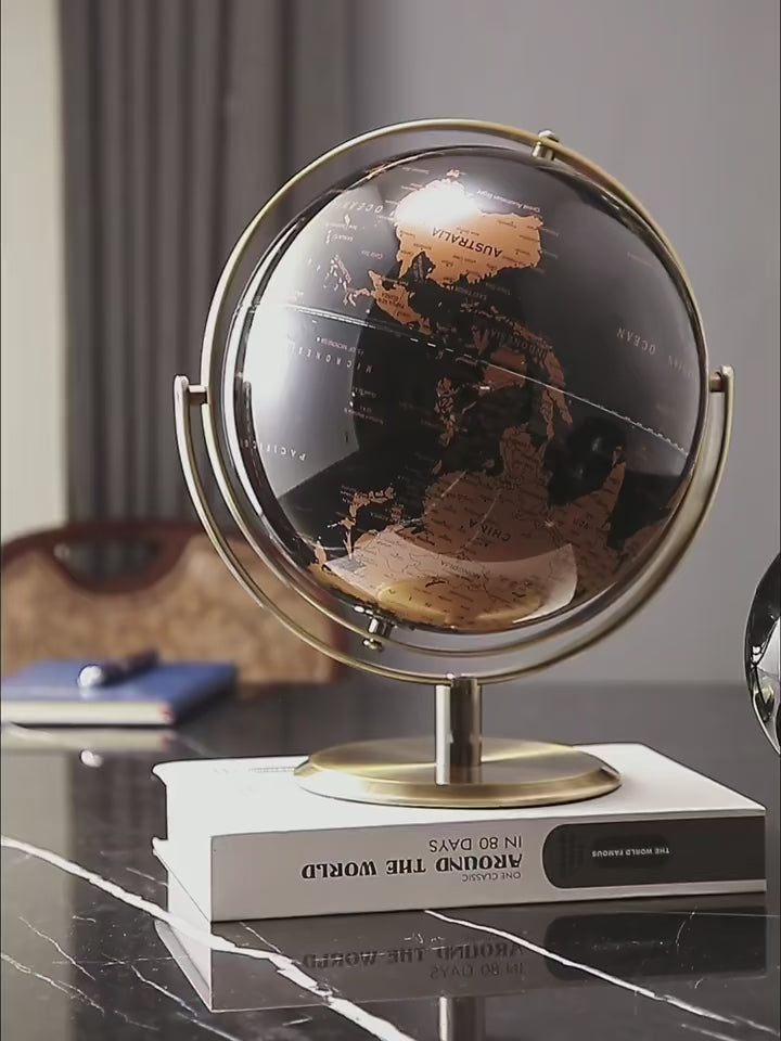 Creative Metal Rotating Globe – Educational & Decorative Desktop Artwork