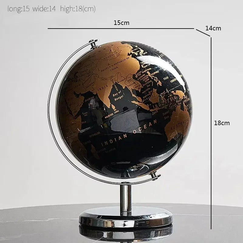 Creative Metal Rotating Globe – Educational & Decorative Desktop Artwork