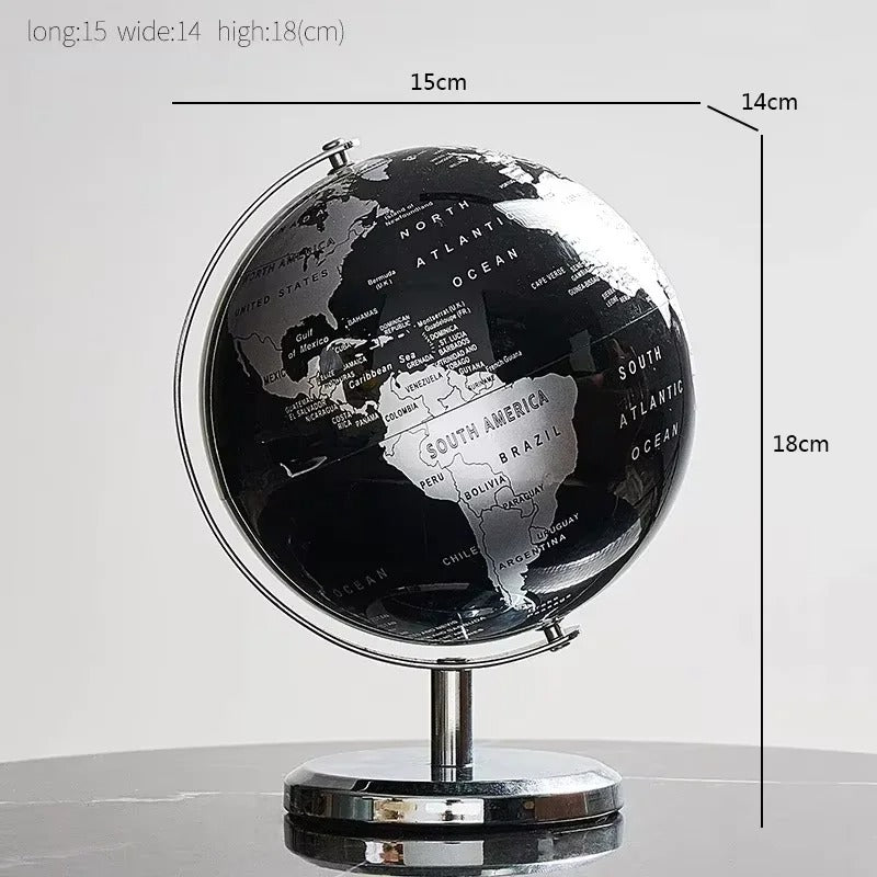 Creative Metal Rotating Globe – Educational & Decorative Desktop Artwork